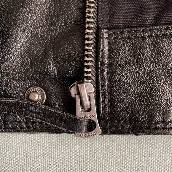 Lucky Brand Leather and Cotton Moto Jacket - Picture 14 of 14